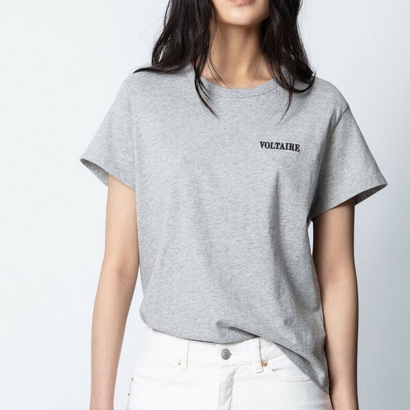 Zadig & Voltaire Redo Mini Voltaire T Shirt Short Sleeve Gray XS - Picture 1 of 2